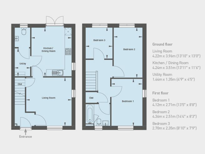 Floor plan, 3 bedroom house - artist's impression subject to change